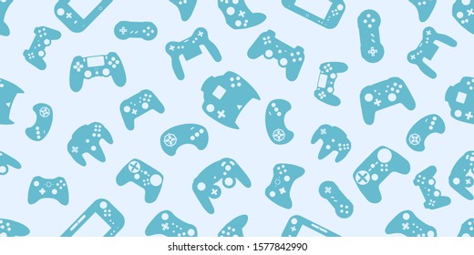 Video game controller background Gadgets and devices seamless pattern Coral Blue color Eps10 vector