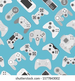 Video game controller background Gadgets and devices seamless pattern Coral Blue color Eps10 vector