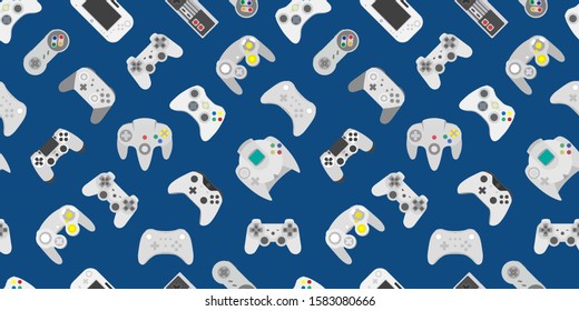 Video game controller background Gadgets and devices seamless pattern Classic Blue color