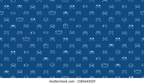 Video game controller background Gadgets and devices seamless pattern Classic Blue color