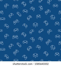 Video game controller background Gadgets and devices seamless pattern Classic Blue color