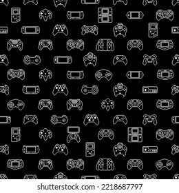 Video game controller background Gadgets and devices seamless blue pattern Eps10 vector Pixel Art style