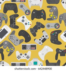 Video Game Controller Background Gadgets Seamless Pattern