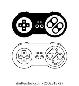 Video game controller black and white flat vector icon