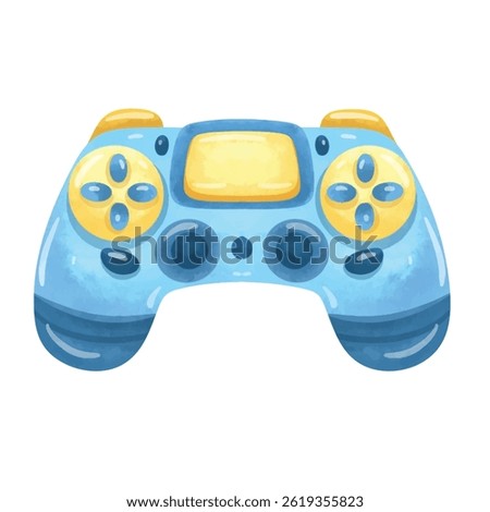 Video game controller clip art, clip art game controller, gamepad illustration vector, gaming joystick isolated on white background, hand drawn watercolor painting style