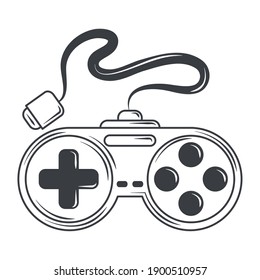 video game controller device for console, sketch style design vector illustration