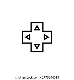 Video Game Controller D-Pad Direction Directional Pad icon  in black line style icon, style isolated on white background