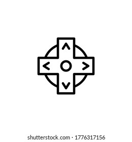 Video Game Controller D-Pad Direction Directional Pad icon  in black line style icon, style isolated on white background