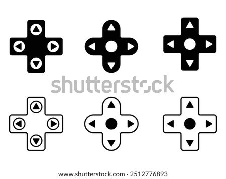 Video Game Controller D-Pad Directional, Game controller arrows icon set. d-pad flat vector icon for gaming apps and websites