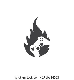 video game controller fire logo icon vector illustration design