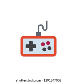 Video game controller flat icon, vector sign, colorful pictogram isolated on white. Joystick, game play symbol, logo illustration. Flat style design