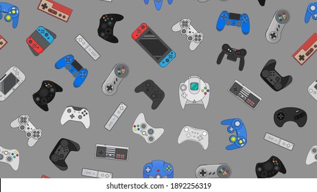 Video game controller gamepad background Gadgets and devices seamless pattern 