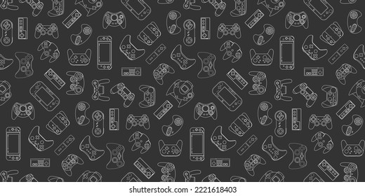 Video game controller gamepad background Gadgets and devices seamless pattern 