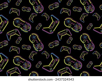 Video game controller gamepad background Gadgets and devices seamless pattern Modern Game Console Controllers Seamless Pattern, Video Game Players Accessory Devices Background