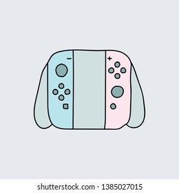 Video game controller (gamepad) hand-drawn vector illustration