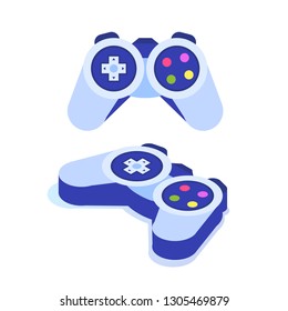 Video game controller or gamepad isometric icon. Vector illustration
