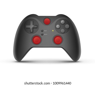 Video game controller or gamepad joystick front view isolated on white background