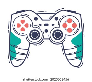 Controlador de videojuegos, gamepad Joystick Juego Jugador Gadget Hand Drawector Ilustración de vectores