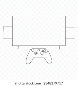  Video game controller, gaming console, technology, Icons, symbols, logos, drawings, pictures, signs, and doodles in line art for use in gaming, entertainment, and internet businesses.eps.10