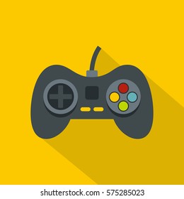 Ícone do controlador de videogame. Ilustração plana do ícone vetorial do controlador de jogos de vídeo para web em fundo amarelo