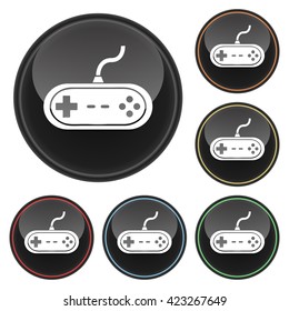 Video Game Controller Icon Glossy Button Icon Set in With Various Color Highlights
