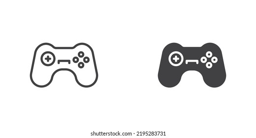 Video game controller icon, line and glyph version, outline and filled vector sign. linear and full pictogram. Symbol, logo illustration. Different style icons set