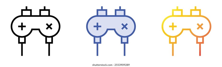 video game controller icon. Linear, Blue Fill and Gradient Style Design Isolated On White Background