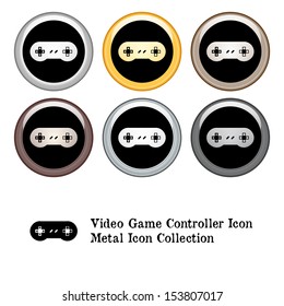 Video Game Controller Icon Metal Icon Set