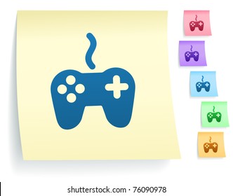 Video Game Controller Icon on Post It Note Paper Collection Original Illustration