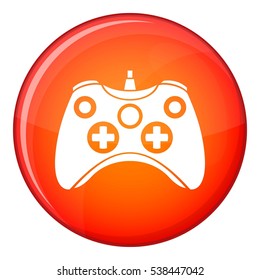 Video game controller icon in red circle isolated on white background vector illustration