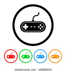 Video Game Controller Icon in Vector Format with Four Color Variations