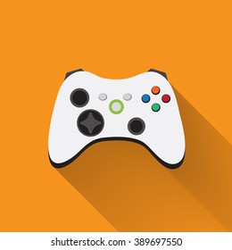 Video game Controller Icon. wireless Gamepad. vector illustration in flat design with long shadow 