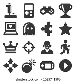 Video Game and Controller Icons Set. Vector