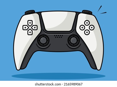 Controlador de videojuegos aislado en imagen vectorial de fondo azul.