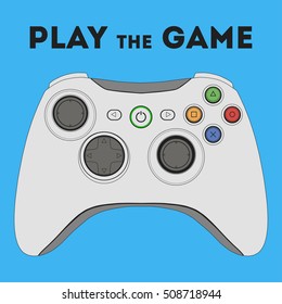 Video game controller isolated on blue background. Vector illustration.
