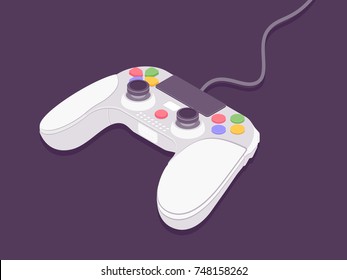 Video game controller. Isometric gamepad vector illustration