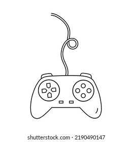 Video game controller, joystick gamepad isolated on white background. Vector hand-drawn illustration in doodle style. Perfect for decorations, cards, logo, various designs.