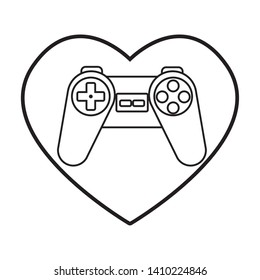 video game controller love for play cartoon vector illustration graphic design