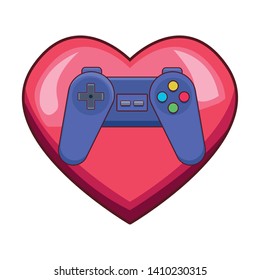 video game controller love for play cartoon vector illustration graphic design