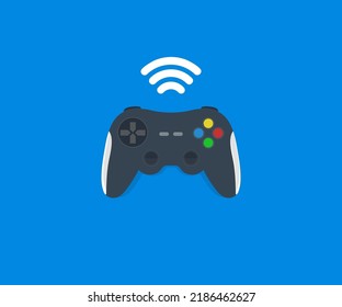 Video game controller, Outline game controller logo design. Wireless gamepad for game console with editable stroke vector design and illustration.