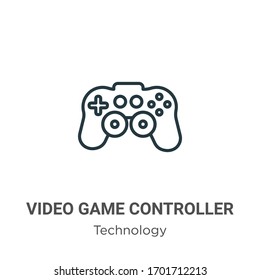 Video game controller outline vector icon. Thin line black video game controller icon, flat vector simple element illustration from editable technology concept isolated stroke on white background