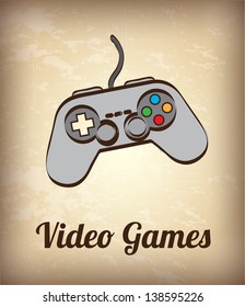 video game controller over vintage background vector illustration