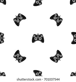 Video game controller pattern repeat seamless in black color for any design. Vector geometric illustration