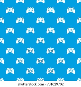 Video game controller pattern repeat seamless in blue color for any design. Vector geometric illustration