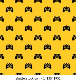 Video game controller pattern seamless vector repeat geometric yellow for any design