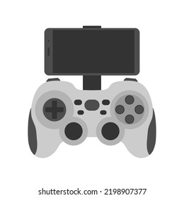 Video game controller with smartphone vector illustration