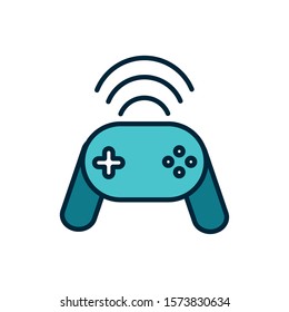 video game controller wifi internet of things line and fill icon n vector illustration