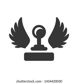 Video game Controller with Wings Icon Logo. Vector