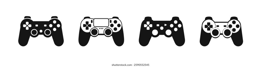 Video Game Controllers in Black and White Vector Set