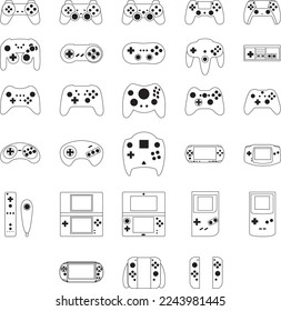 Control de videojuegos y Gamepads Vectores planos Pictograma